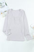 U Neck Button Knit Long Sleeve Top
